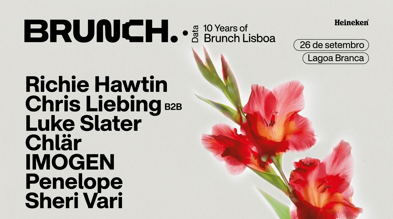 Brunch Lisboa en Lagoa Branca el 26 de septiembre. Djs Richie Hawtin. Chris Liebing b2b Luke Slater. Chlar. Imogen. Penelope. Sheri Vari.