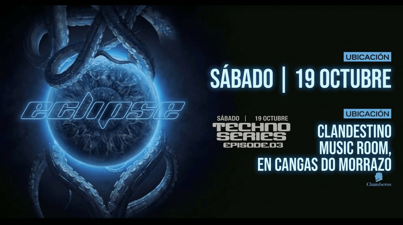 Fiesta Eclipse en  Clandestino Music Room, Avenida de Marín, 20, Cangas do Morrazo,. Sábado 10 de octubre.