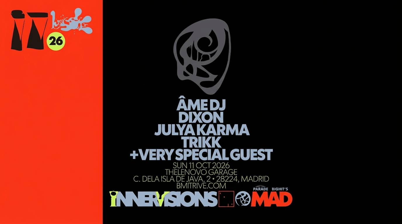 Festival Innervisions Mad, el sábado 11 d octubre de 2026.Calle de la isla de Java 2, Madrid. Djs Ame dj. Dixon.Julya Karma. Trikk. Very special guest.