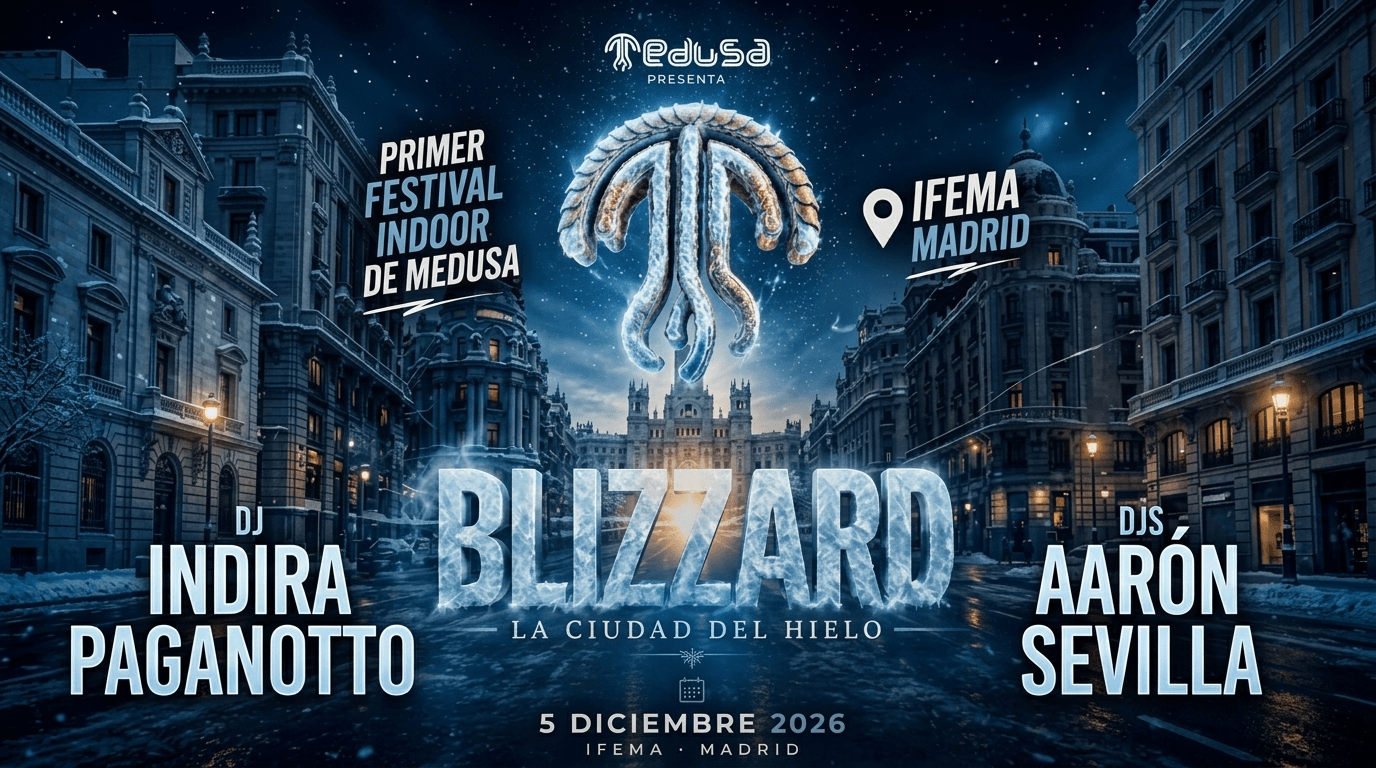 Medusa Winter. Blizzard. El 5 de diciembre en Ifema, Madrid. Djs Indira Paganotto. Aarón Sevilla